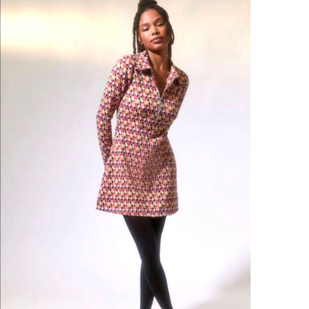 NEW Urban Outfitters Women mini dress L Harley geometric Go-go Mod Retro 60s 70s